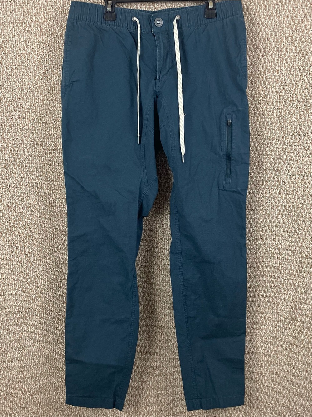 Vuori Pants Mens Medium Blue Ripstop Drawstring Elastic Waist Zip Pocket V412
